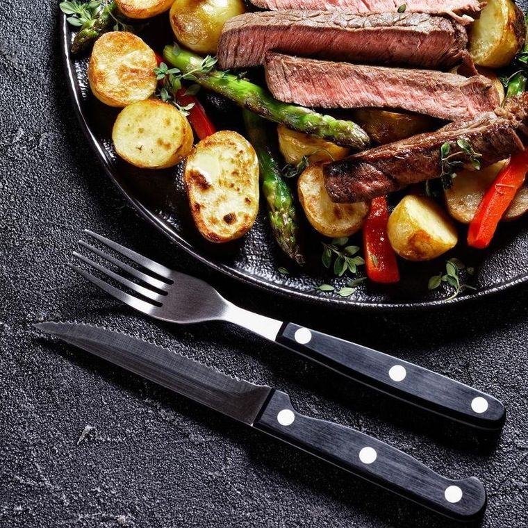 BBQ, zestaw sztućców do steków i pizzy, 12 elementów