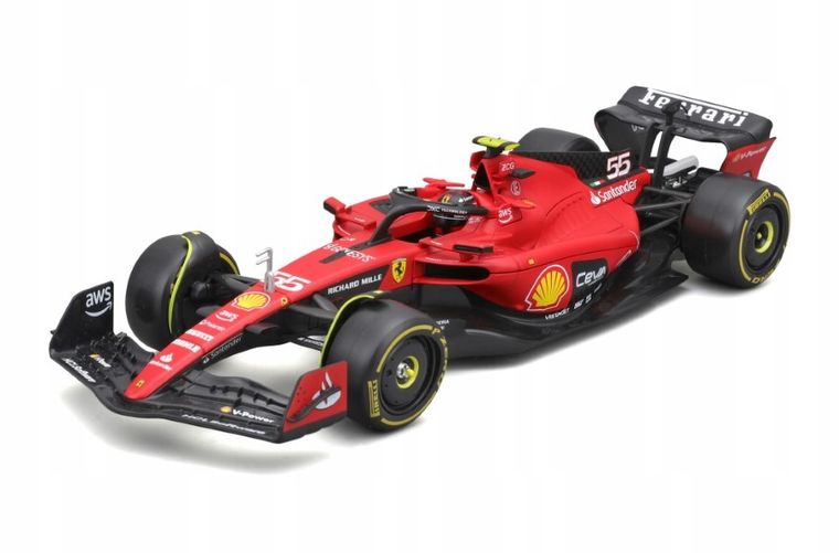 Bburago, Ferrari F1 Sf-23 #55 Carlos Sainz, bolid wyścigowy, 1:24