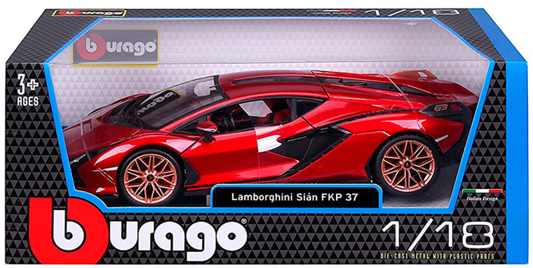 Bburago, Lamborghini Sian FKP 37 Red, model pojazdu, 1:18