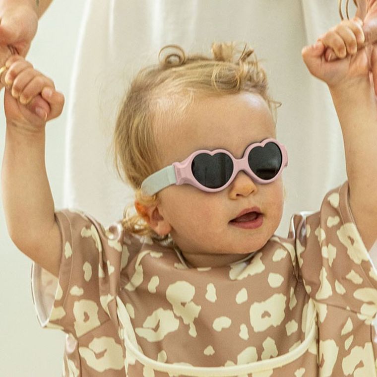 Beaba, Baby heart, okulary przeciwsłoneczne dla dzieci z elastyczną opaską, cotton candy, 0-9 m