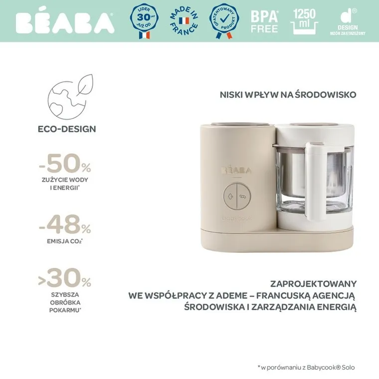 Beaba, Babycook Neo, wielofunkcyjne urządzenie do miksowania i gotowania na parze, clay