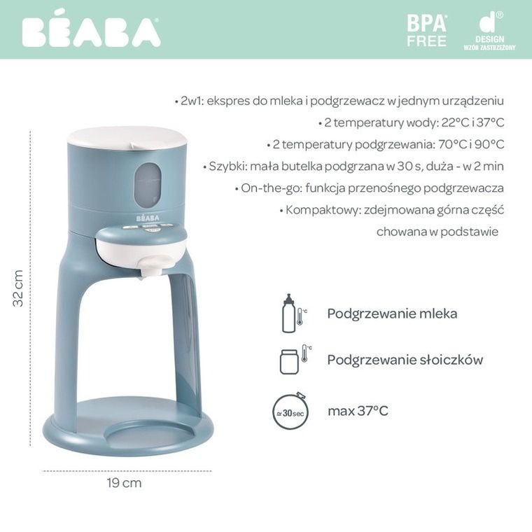 Beaba, Bib'expresso, ekspres do mleka 2w1, baltic blue