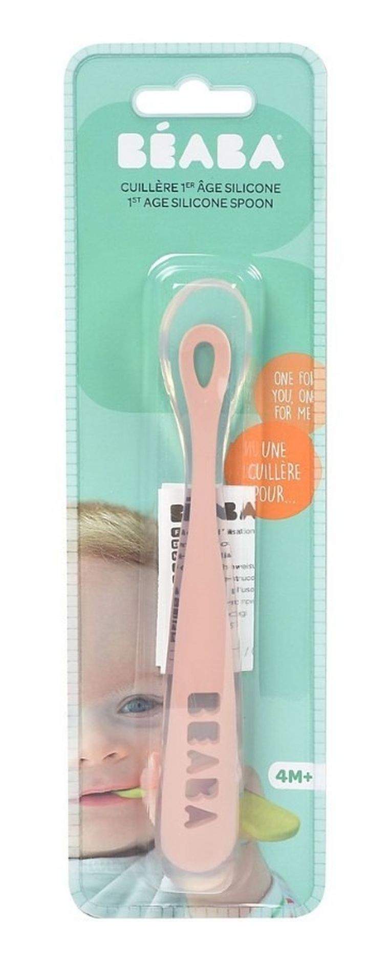 Beaba, łyżeczka silikonowa, old pink, 4m+