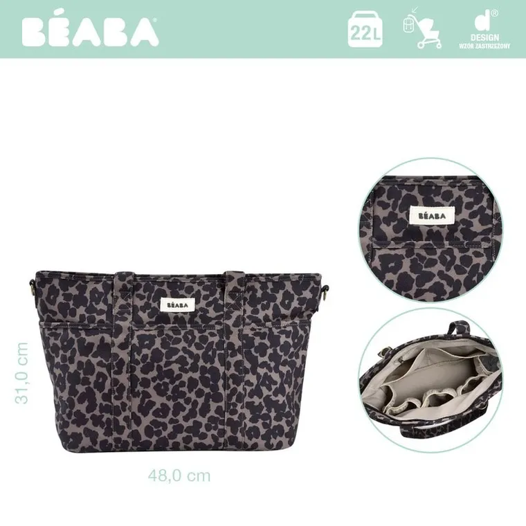 Beaba, Madrid, torba dla mamy, leopard