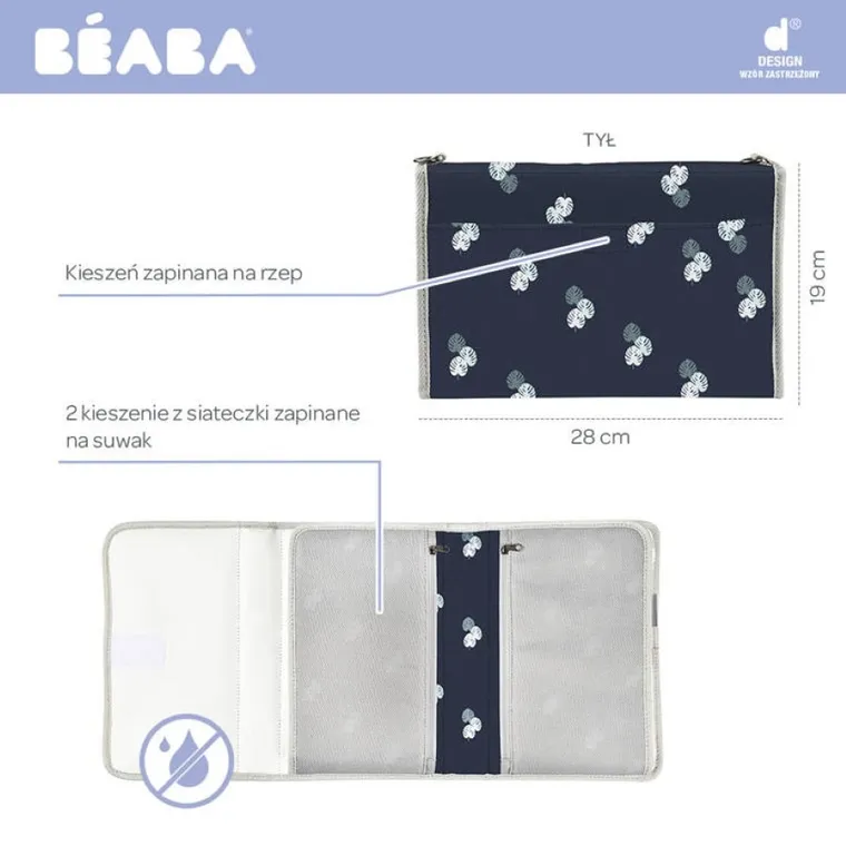 Beaba, przewijak podróżny z etui na akcesoria, moonlit ocean, jungle