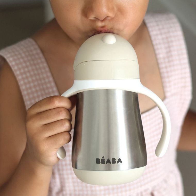 Beaba, termiczny bidon niekapek ze słomką, clay earth, 250 ml