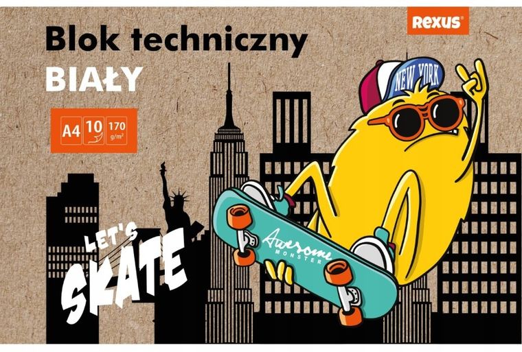 Beniamin, blok techniczny A4, 10 kartek, biały, Kraft Liner