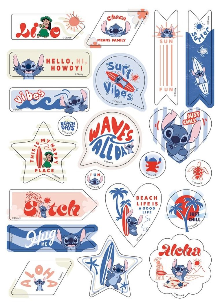 Beniamin, Lilo i Stitch, naklejki ozdobne, 63 elementy