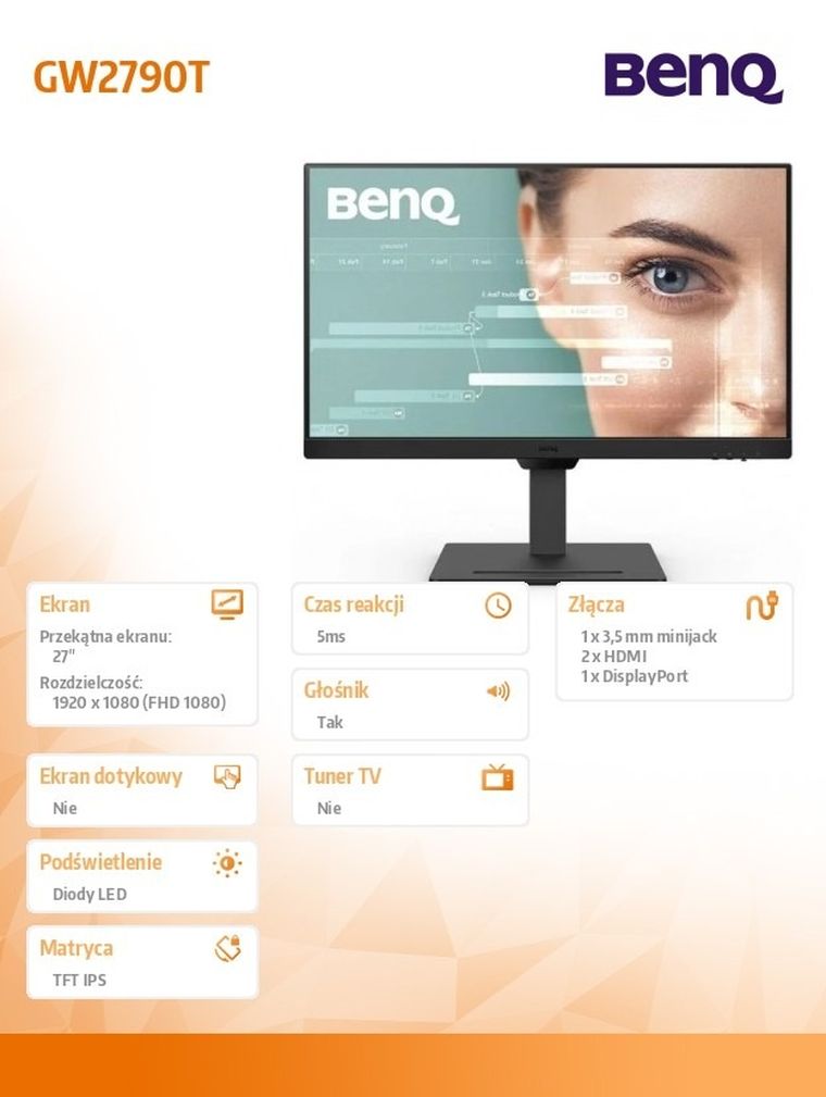 Benq, monitor, 27", GW2790T LED 5ms, IPS, HDMI, 100Hz