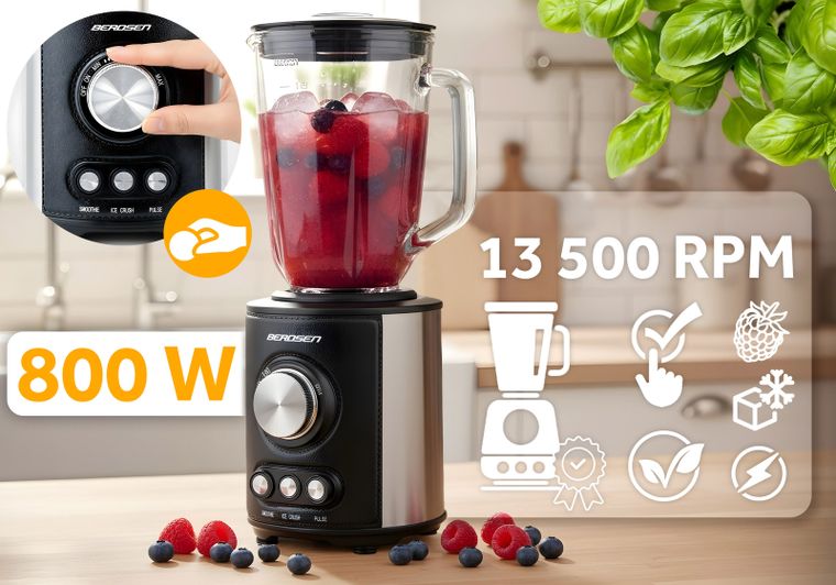 Berdsen, blender kielichowy 800W, czarny, BD-751