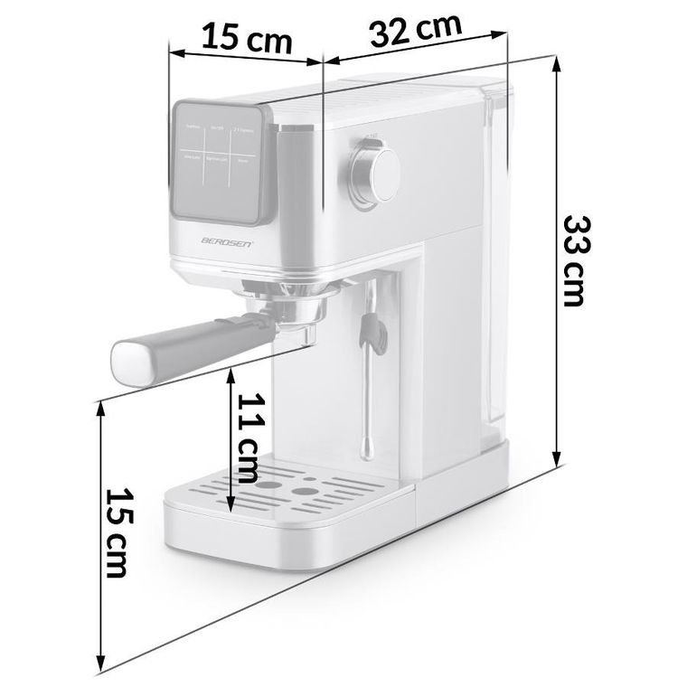 Berdsen, ekspres do kawy kolbowy, 20 bar, srebrny, BD-770