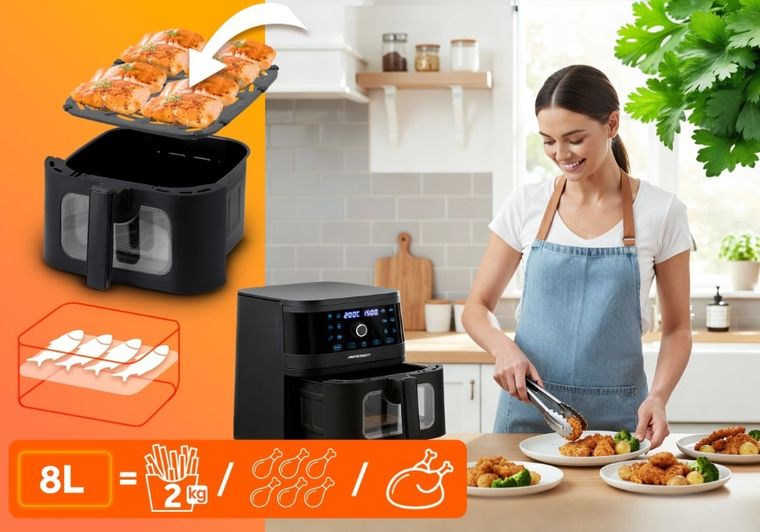Berdsen, frytkownica beztłuszczowa, air fryer, czarny, BD-661