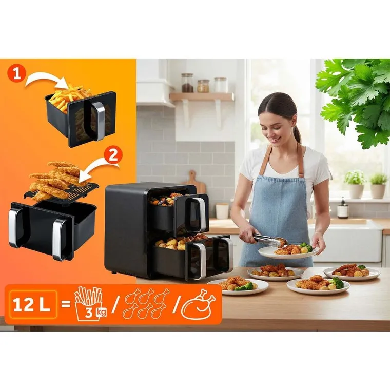 Berdsen, frytkownica beztłuszczowa, dwukomorowa, 12l