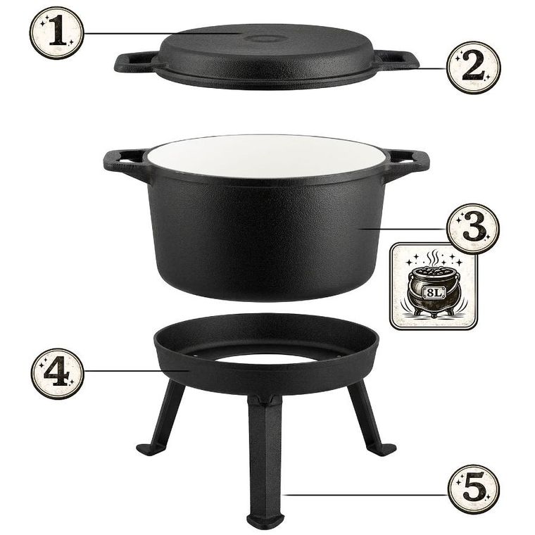 Berdsen, kociołek żeliwny, emaliowany, 8l