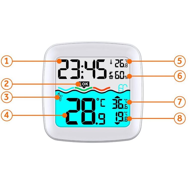 Berdsen, stacja pogodowa z czujnikiem basenowym, biała