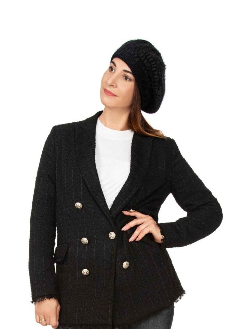Beret damski, czarny, Ambra