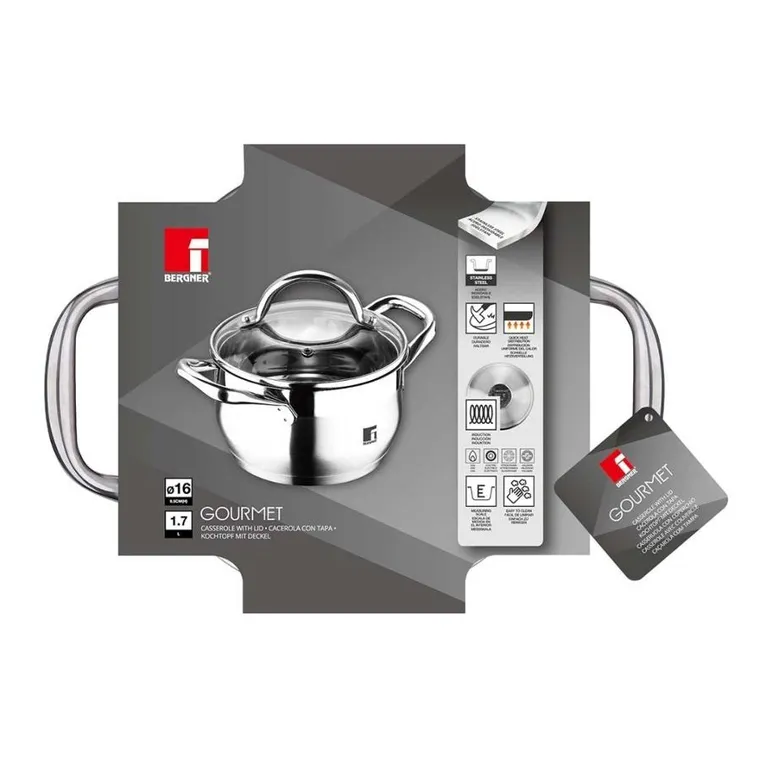Bergner, Gourmet Line, garnek stalowy, 1,7l
