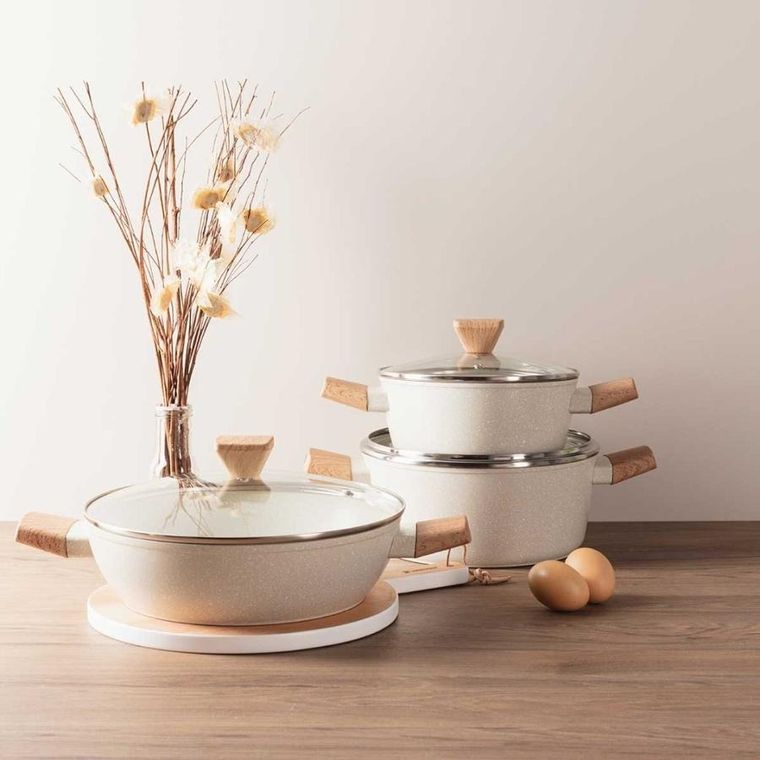 Bergner, Naturally, garnek marmurkowy płaski z pokrywą, 28 cm