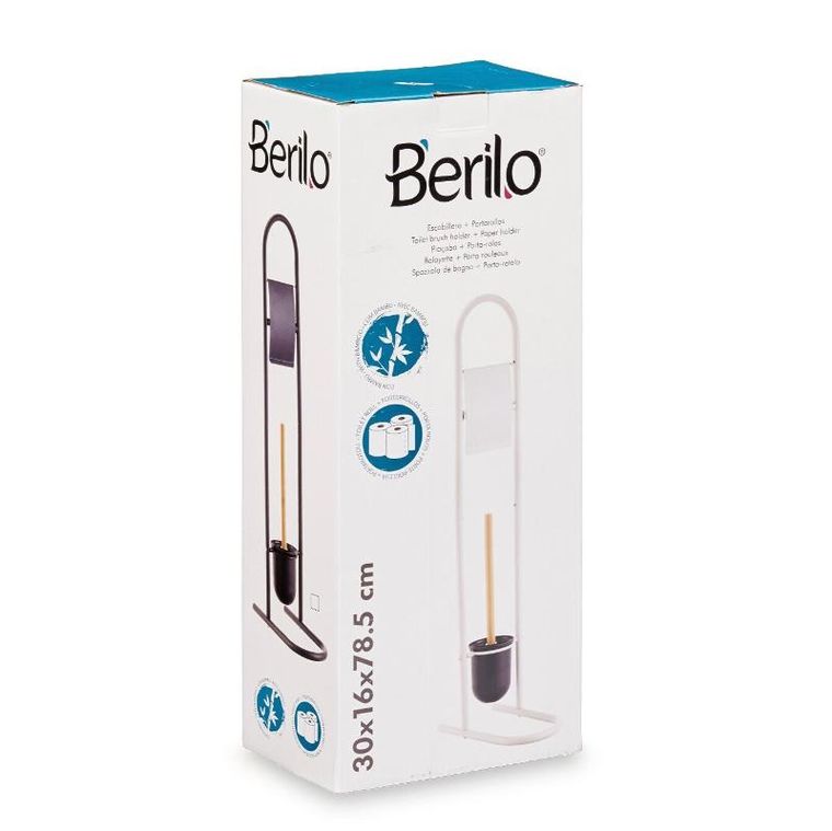 Berilo, Freshy, metalowy stojak na papier toaletowy i szczotkę, bambusowe elementy