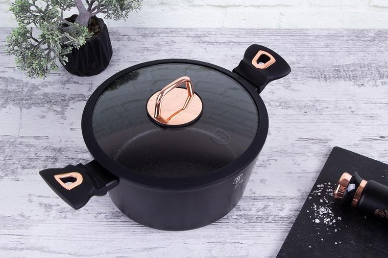 Berlinger Haus, Black Rose, zestaw: garnek z pokrywką + patelnia, 4 elementy