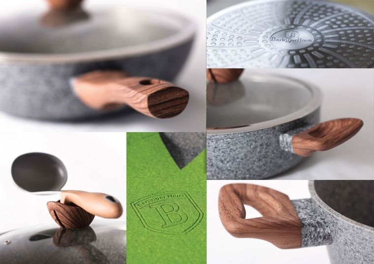 Berlinger Haus, Forest Line, zestaw: garnki z pokrywkami + patelnie + akcesoria, 18 elementów