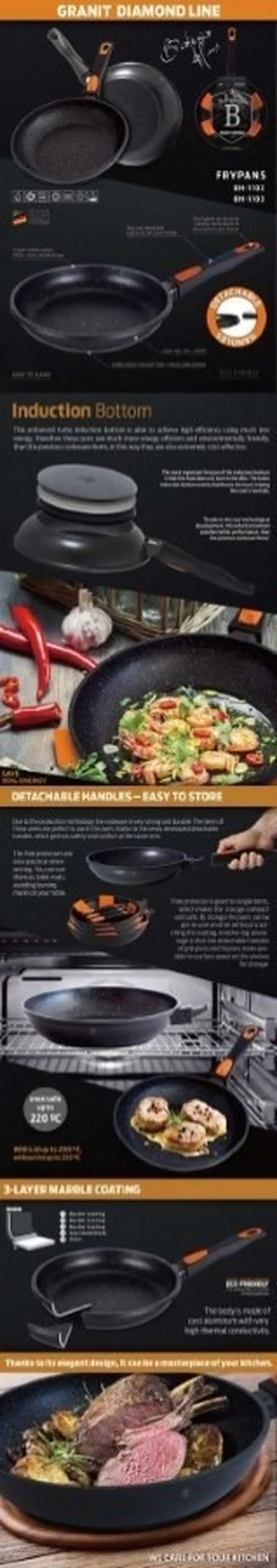 Berlinger Haus, Granit Diamond, patelnia granitowa, 24 cm