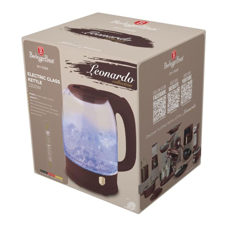 Berlinger Haus, Leonardo, czajnik elektryczny, szklany, 1,7l, BH-9568