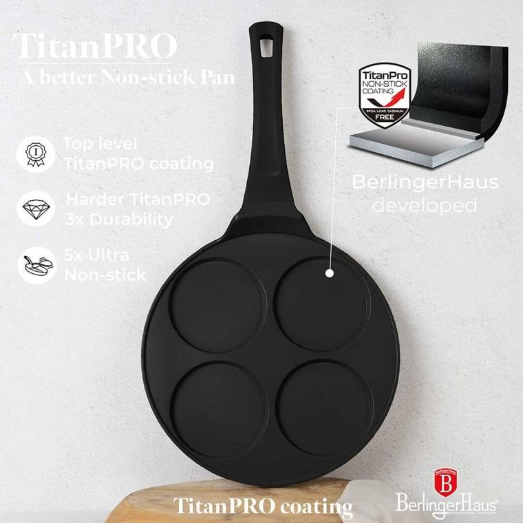 Berlinger Haus, patelnia tytanowa do placków jajek, black rose, 26 cm