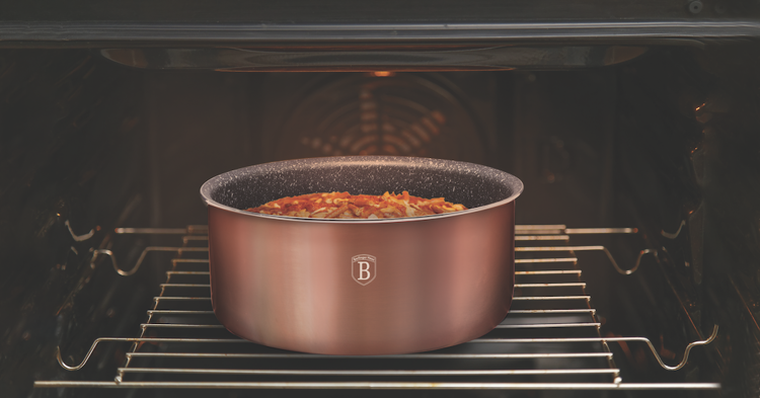 Berlinger Haus, Rose Gold, zestaw: garnki tytanowe z pokrywą + patelnie, 12 elementów