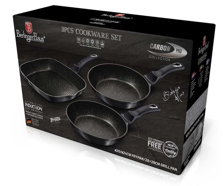 Berlinger Haus, zestaw 3 patelni granitowych, Carbon Pro