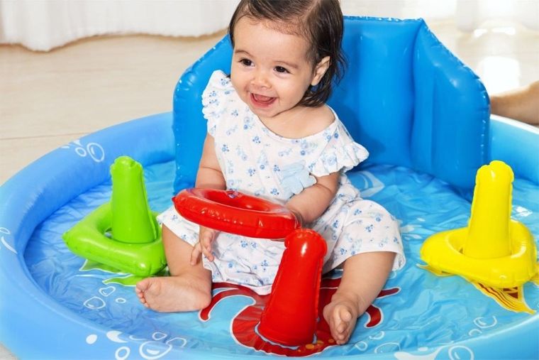 Bestway, basen dmuchany z daszkiem, oparciem i sorterem, 115-89-76 cm