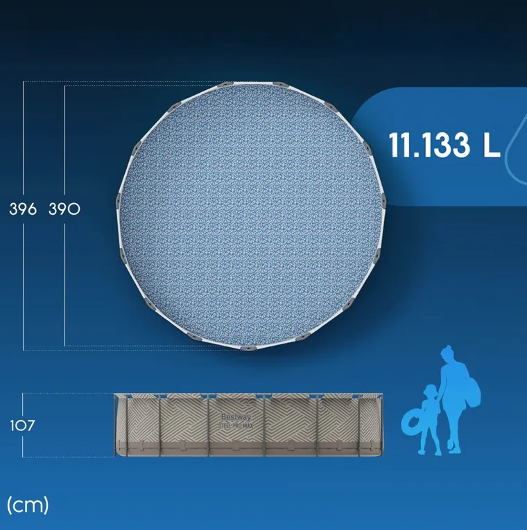 Bestway, basen ogrodowy, stelażowy z baldachimem, 396-107 cm