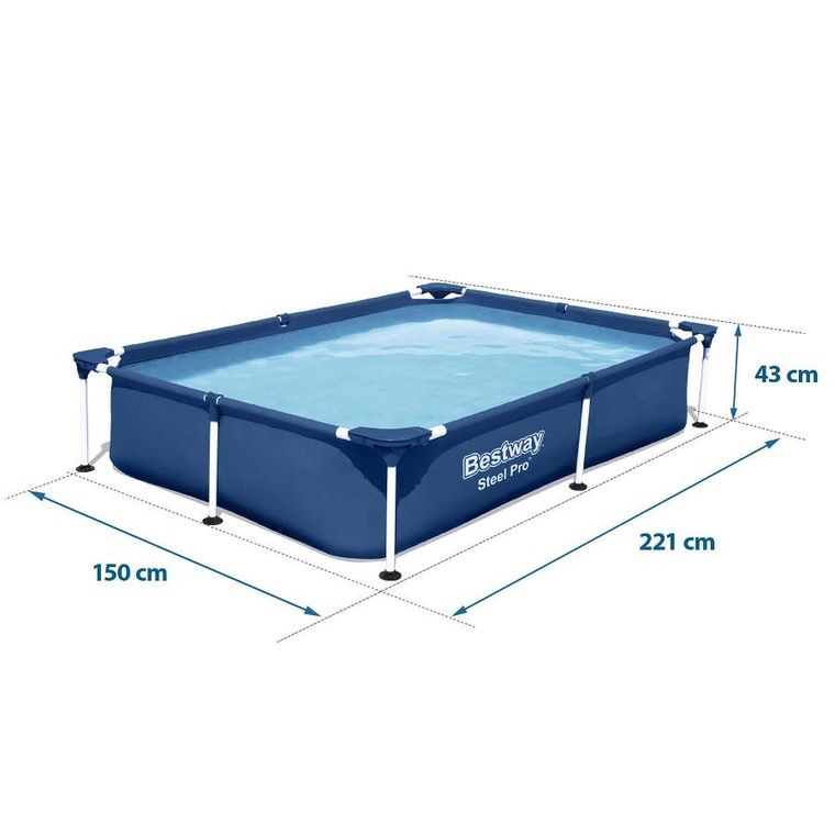 Bestway, basen prostokątny, stelażowy, 16w1, 221-150-43 cm