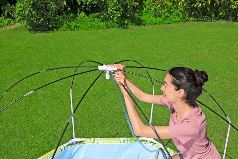 Bestway, basen stelażowy z daszkiem i zraszaczem, okrągły, rośliny, 51-244 cm