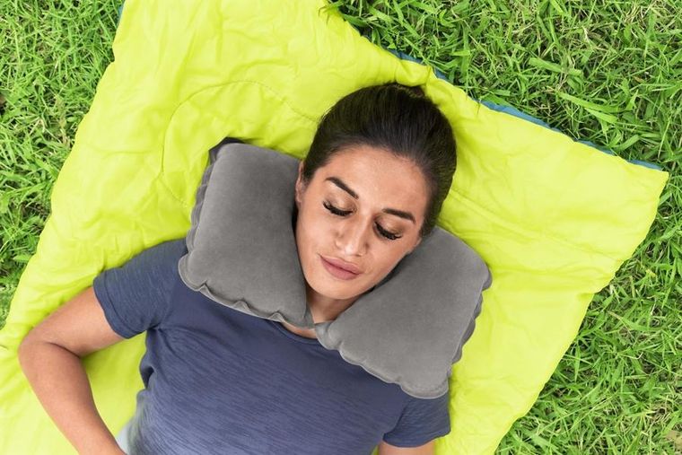 Bestway, dmuchana poduszka podróżna, szara, 46-28 cm