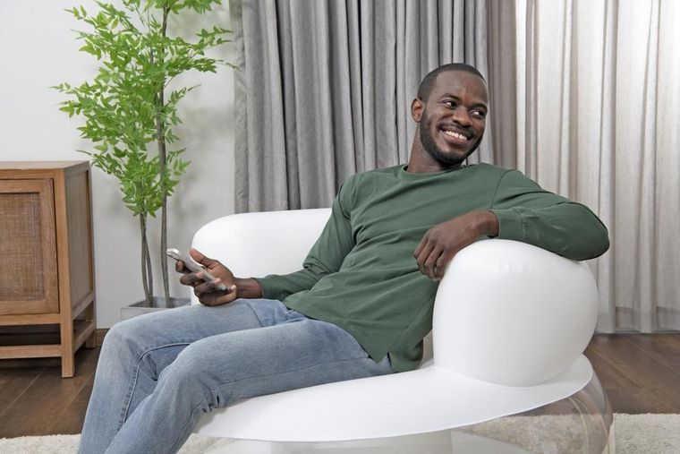 Bestway, dmuchany fotel, biały, 112-112-70 cm