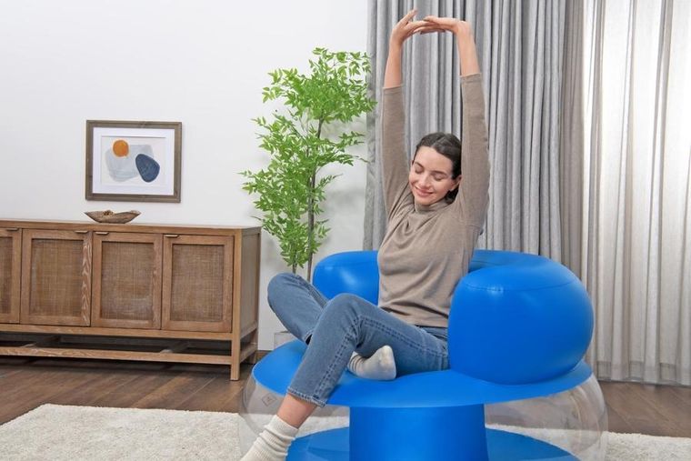 Bestway, dmuchany fotel, niebieski, 112-112-70 cm