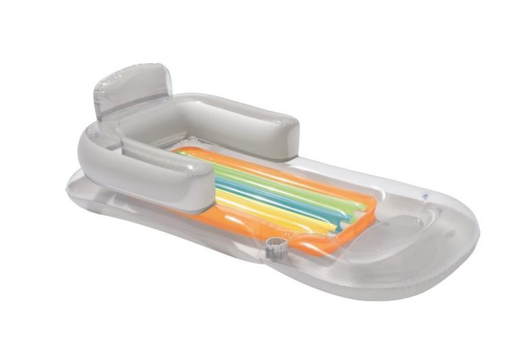 Bestway, dmuchany materac do pływania, z oparciem i podłokietnikami, srebrny, niebieski