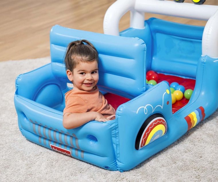 Bestway, Fisher-Price, dmuchany samochód z piłkami, 117-76-61 cm