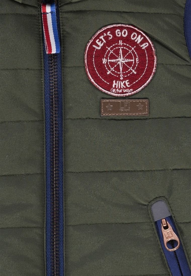 Bezrękawnik chłopięcy z kapturem, pikowany, khaki, Lief