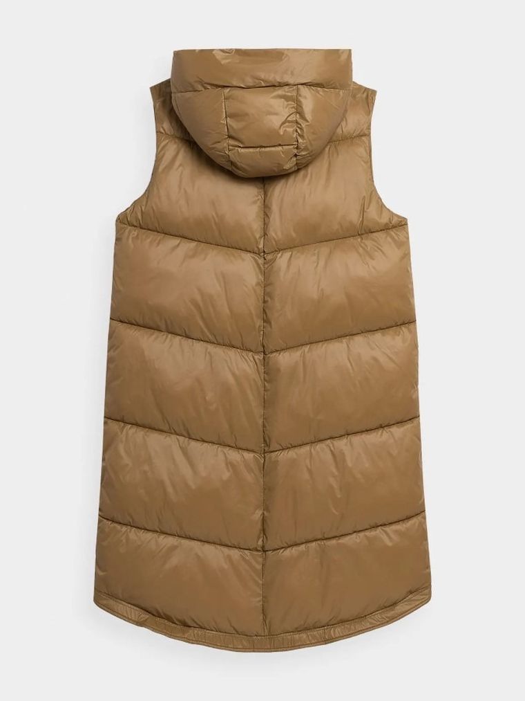 Bezrękawnik damski z kapturem, brązowy, 4F