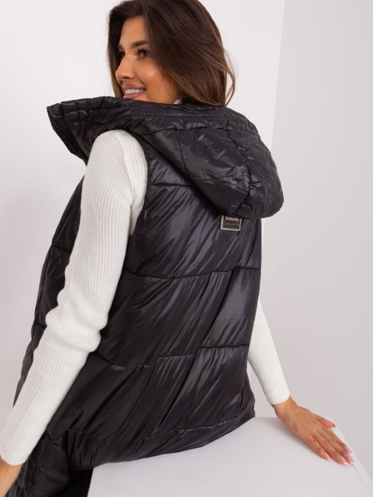 Bezrękawnik damski z kapturem, czarny, Sublevel