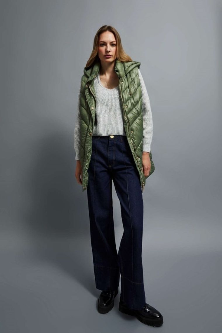 Bezrękawnik damski z kapturem, khaki, Moodo