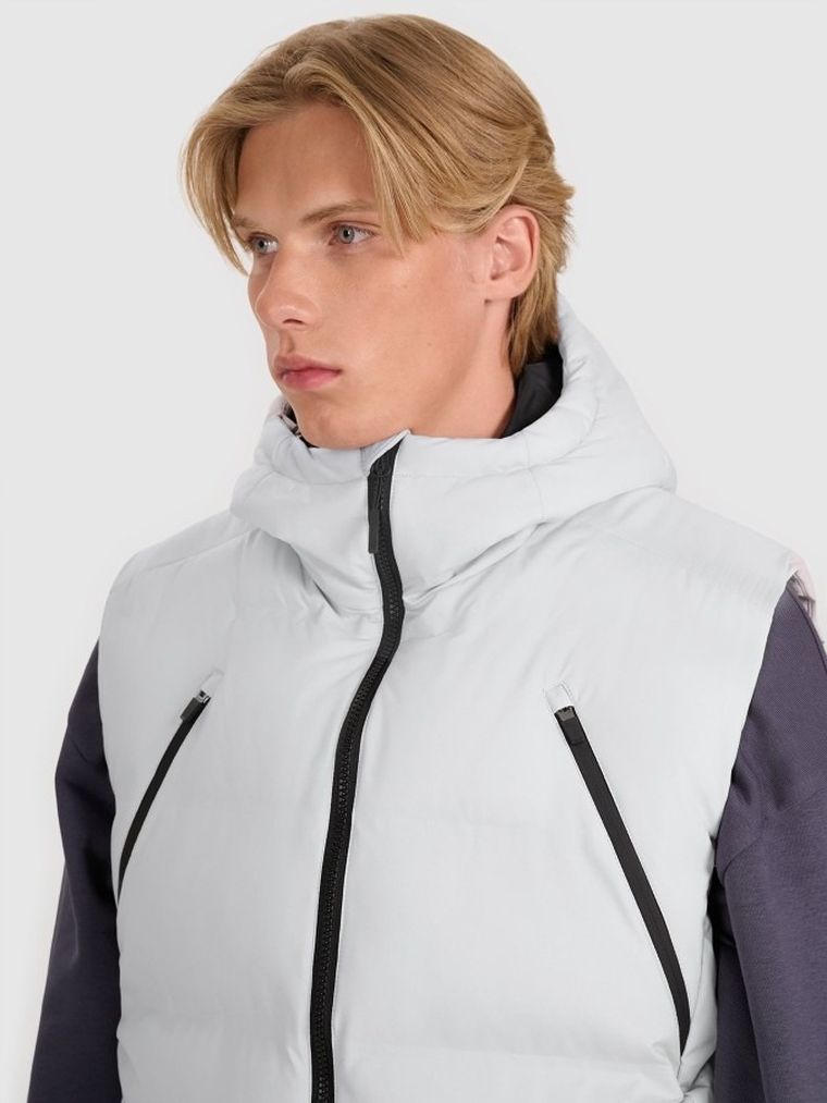 Bezrękawnik męski z kapturem, biały, 4F