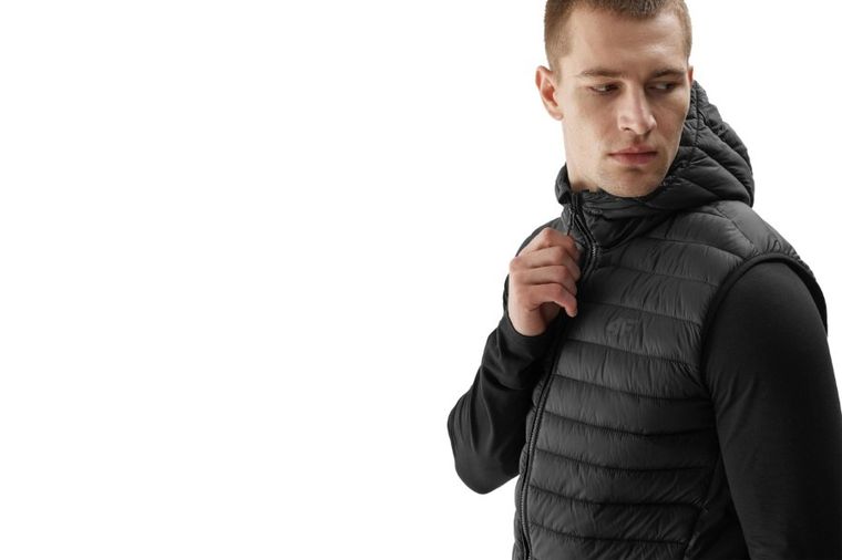 Bezrękawnik męski z kapturem, czarny, 4F