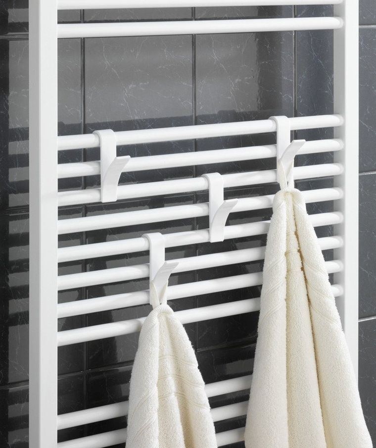 Białe haczyki, wieszaczki na grzejnik żeberkowy, 2 szt.