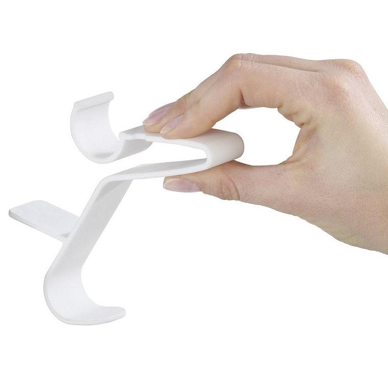 Biały haczyk flexi, wieszak na grzejnik żeberkowy