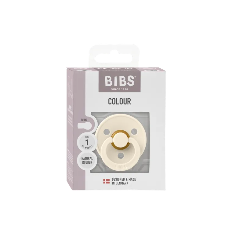 Bibs, Colour, smoczek uspokajający, kauczuk Hevea, Ivory, rozmiar 1