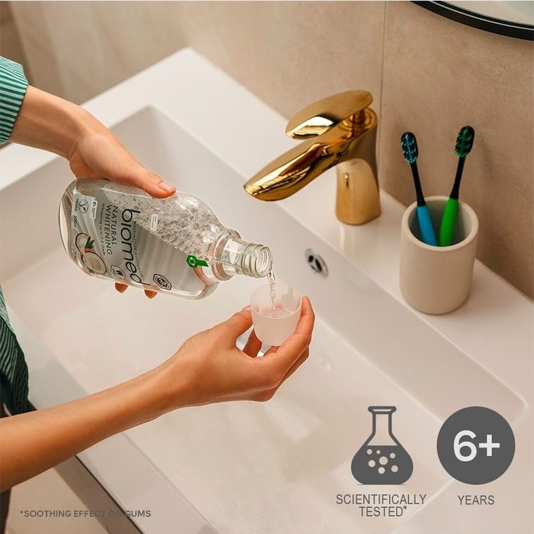 Biomed, płyn do płukania jamy ustnej, Natural whitening, wybielający, 500 ml