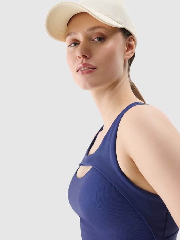 Biustonosz sportowy damski, niebieski, 4F